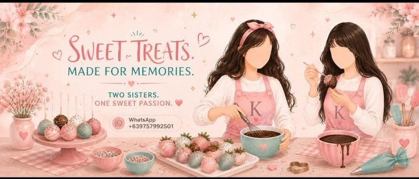 Illustration of the two sisters behind K Squared Dipped dipping strawberries